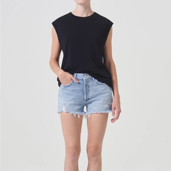 AGOLDE Parker Vintage Cut Off Short in swapmeet Light Blue Jean Shorts size 27 - Picture 9 of 9